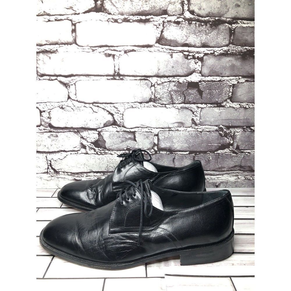 Linea Marco Black Leather Derby Lace Up Dress Shoes Men Sz 43EU/10M US